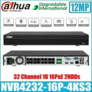 Dahua NVR NVR4232-16P-4KS3 12MP 32CH 1U 16PoE 2HDDs Lite Network Video Recorder