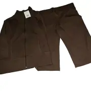 Danskin NOW Womens XL 16-18 Jacket Brown Full Zip Pockets Soft Large Capri Pant
