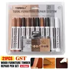 10Color Scratch Wood Furniture Timber Repair Pen Touch Up Marker + 10 Fill Stick