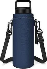 Linkidea Water Bottle Carrier with Strap Compatible with YETI Rambler Bottle 26oz/36oz, Yonder 1L/34oz, Waterbottle Sling Bag Holder with Shoulder Strap, Navy Blue