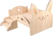 ibasenice Wooden Guinea Pig Bed with Ladder Durable Natural Wooden Stand for Hamster Squirrel and Rabbit Easy to Assemble Multi Functional Hideout and Play Platform