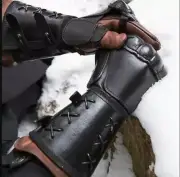 Arm Guard Armor Cuff Leather Bracer Knight Costume Battle Medieval Gloves