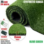 20SQM Synthetic Grass Turf 15mm Pile Olive Artificial Grass U Pegs Joining Tape