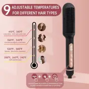 Negative Ionic Hair Straightener Brush w/ Temp Setting Fast Heating & Shaping