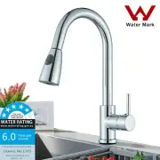 Chrome WELS Kitchen Mixer Tap 360° Pull Out 2-Mode Spray Laundry Sink Faucet