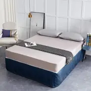 New Bed Skirt Valance Corrugated Seersucker Pattern (King, Navy)