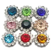 50 Silver Bling Crystal Rhinestone Pearl Flatback Button Beads 11mm Wedding
