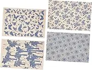 4pc Blue White Clay Decal Paper Delicate Pottery Transfer for DIY Decorative Projects
