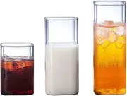 3pcs Clear Drink Glasses, Stemless Glass Coffee Cups Set, Clear Drink Glasses, Drinking for Iced Tea, Wine, Beer, Juice, Cocktail, Whiskey(#1)