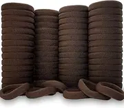 100 Pack Seamless Cotton Elastic Hair Ties for Women, Ponytail Holders, Stretch Hair Accessories, No Crease No Damage for Thick Hair (Dark Brown)