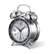 Loud Alarm Clock for Heavy Sleepers Adults, Retro 4 Inch Silent Non-Ticking Quartz with Backlight (Grey)