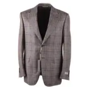 CANALI Classic-Fit Light Brown Check Wool Suit with Peak Lapels 40 R NWT $2395