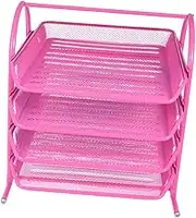Ciieeo 1pc 4 Folder Holder Desk Filing Trays Document Organizer Desk Document Tray Holder Desk File Rack Bill Organizer Tray Document Holder for Desk Serving Tray Desktop File Box