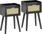 LAATOOREE Nightstand Set of 2, Small Black Bedside Table, 2 Package,
