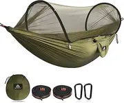 NATUREFUN Ultra-Light Travel Camping Hammock Pop-up Bug Net Hammock 300kg Load Capacity,Breathable,Quick-drying Parachute Nylon 2 Premium Carabiners,2 Tree Slings Included Outdoor Backpacking Hiking
