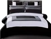 Black Grey White Super King Quilt Cover Set, 3pcs Hotel Style Grey White doona Cover/Duvet Cover Set (Super King Size)