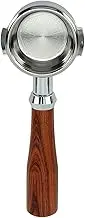 58MM Coffee Bottomless Portafilter, Two Ears Naked Coffee Portafilter with Filter Basket and Solid Wood Handle, Filter Handle Replacement Accessories for Home Coffee Shop (E Redwood)