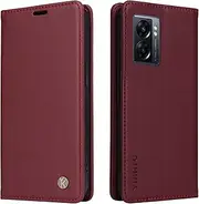 [YBFJCE] Case for Oppo A57 2022/A77 5G/A57s PU Leather Wallet Cover,Flip Folio Case with Card Holders,Magnetic Phone Cover Compatible with Oppo A77 5G,Wine Red