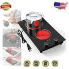 110V Portable Electric Cooktop: 2 Burners with Knob Controls, Safety Features