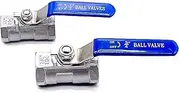 3-Way Ball Valve Stainless， 1pcs BSPT 1/4" 3/8" 1/2" 3/4" 1" 1-1/4" 1-1/2" Female Stainless Steel SS304 Full Port Ball Valve with Vinyl Handle Thread Valves(1.5 Inch)