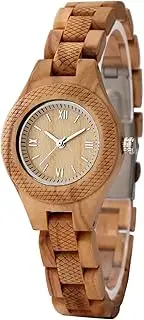 [GNGHDEDPP] Watches Vintage Women's Wristwatch Full Wooden Bracelet Folding Clasp Wristband Trendy Ladies Watches