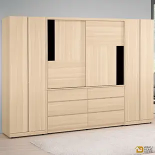 WAKUHOME 瓦酷家具Claire自然木紋9尺組合衣櫥(全組)寬272X深58X高199.5(公分)