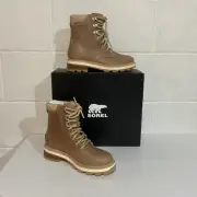 Sorel Women's Lennox Lace STKD Waterproof Boots 8 Ceramic/Canoe Hiking Commuting