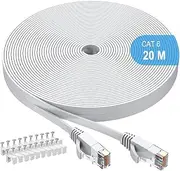 CAT6 Ethernet Cable, Cat6 Ethernet Cable High Speed with Network Patch Cords, LAN Cable with Rj45 Connector for Router Modem Faster Than Cat 5e/Cat 5 (White, 20M)