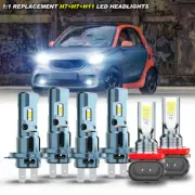 For Smart Fortwo 2008-2015 6000K LED Headlight High Low Beam + Fog Light Bulbs (for: Smart)