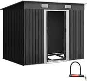 Giantz Garden Shed 2.38x1.31m Sheds Storage Box, Greenhouse Home Outdoor Workshop Shelter Tool Shade Metal Base Sloped Flat Roof Double Sliding Doors Corrosion Resistant