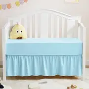Horbaunal 2 Pack Crib Skirt & Crib Bed Sheet Set, Aqua Blue Crib Bed Skirt 28" x 52" with 14" Drop Dust Ruffle, Soft Microfiber Toddler Bedskirt Nursery Bedding Skirt for Baby Girls and Boys