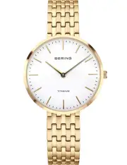 Bering 19334-334 White Dial Gold Titanium Womens Watch
