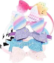 [Baluue] Children's Bow Headband Set 6 Pcs Glitter Pink Bow Headband Sequin Children Hairband