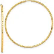 [JewelryWeb] 14k Solid Yellow Gold Sparkle Cut 1.50mm Endless Hoop Earrings 43.1x1.5mm Wide 1.5mm Thick-Hoop Earring for Women
