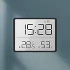 (Black 8218)Digital Alarm Clock LCD Screen Temperature Humidity Time Display A