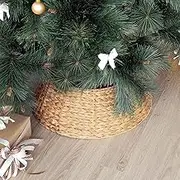 Hyacinth Christmas Tree Collar - Warm and Cozy Rustic Farmhouse Decoration - Natural Woven - Base Cover for Christmas Tree - Tree Skirt - Tree Ring