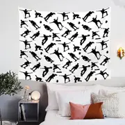 Cool Black and White Skateboarding Tapestry