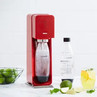 【Sodastream-超值組合】自動扣瓶氣泡水機 SOURCE 3色(加碼送1隻鋼瓶 含原箱共2隻+1L水瓶x1)