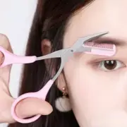 Eyebrow Hair Scissors Eyelash Comb Tool Pink Stainless Shaving aAnd Hair Removal