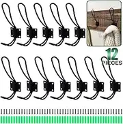 Keadic 12 Pack Heavy Duty Rustic Black Coat Hooks Kit with Screws and Expansion Screws Included, Wall Mounted Coat Hanger | Double Vintage Wall Hooks for Hanging Look (Black - 12 Pack)