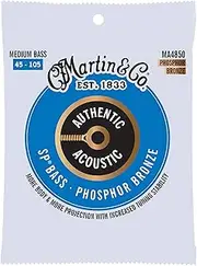 C.F Martin Martin Guitar Authentic Acoustic MA4850 Medium-Gauge Acoustic Bass Guitar Strings, 92/8 Phosphor Bronze