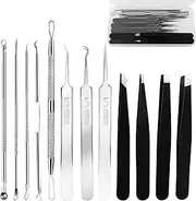 Blackhead Remover Tools, 8 Pack Pimple Popper Tool Kit, 4 Pack Tweezers Set, Quickly and Easily Removes Acne and Blackheads, Precision Eyebrow Tweezers for Facial Hair