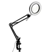 10X Magnifying Glass with Light and Clamp 3 Color Modes 10 Brightness Adjustable Magnifying Desk Lamp for Crafts Reading black