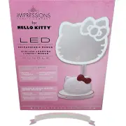 IMPRESSIONS VANITY HELLO KITTY MAKEUP LED RECHARGEABLE MIRROR W COMPACT NEW BOX