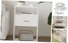 White Side Table, Modern Nightstand with Drawer, Fluted Bedside Table with 3