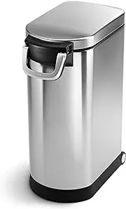 simplehuman X-Large Pet Food Storage Can, Brushed Stainless Steel, 35 L, 40 lb / 18.1 kg