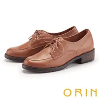 在飛比找momo購物網優惠-【ORIN】真皮素面低跟德比鞋(棕色)