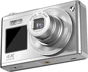 Digital Camera, 2.88 Inch IPS Screen 4K 60MP Compact Camera for Teens Students Kids, 10X Optical Zoom Ultra Clear Macro Vlogging Camera with Fill Light (Silver)