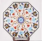12" antique white marble table top coffee side inlay lapis mosaic decor h2