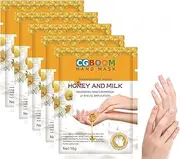 CGBOOM 5 Pairs Hand Masks Moisturizing Gloves, Hand Skin Repair Renew Mask Infused Collagen, Vitamins + Natural Plant Extracts for Dry, Aging, Cracked Hands (Honey and Milk)